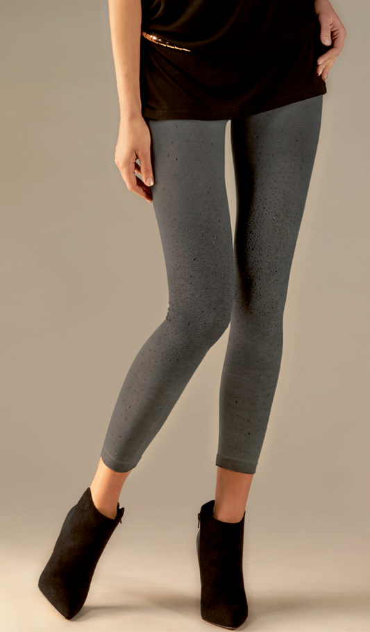Omsa Glitter Pantacollant - grey thermal fashion leggings with a sparkly speckled print on the front