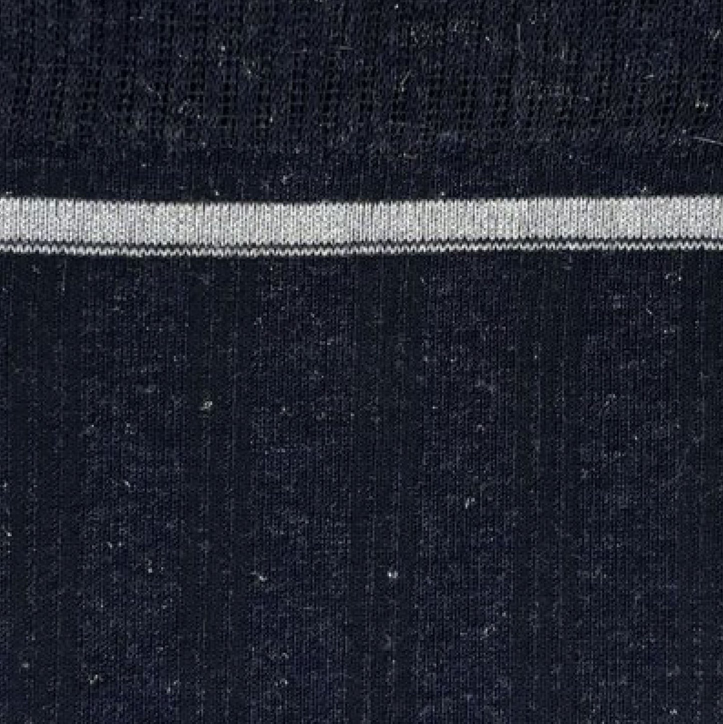 SiSi Essential Socks Swatch - Soft knitted ribbed navy knee-high socks with shimmery silver lam̩ throughout with a silver grey stripe.