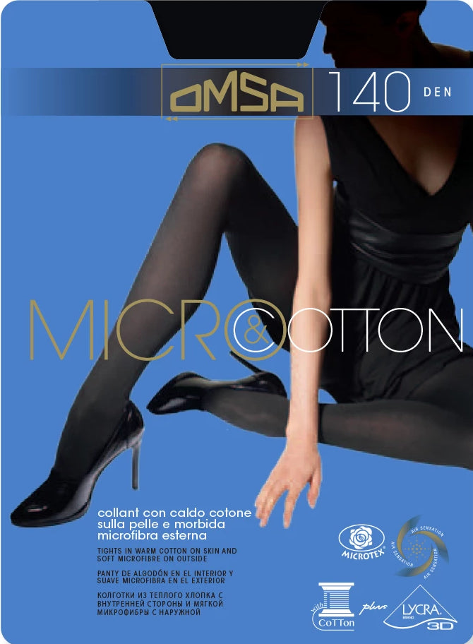 Omsa Micro & Cotton Collant - ultra opaque matte cotton lined winter tights