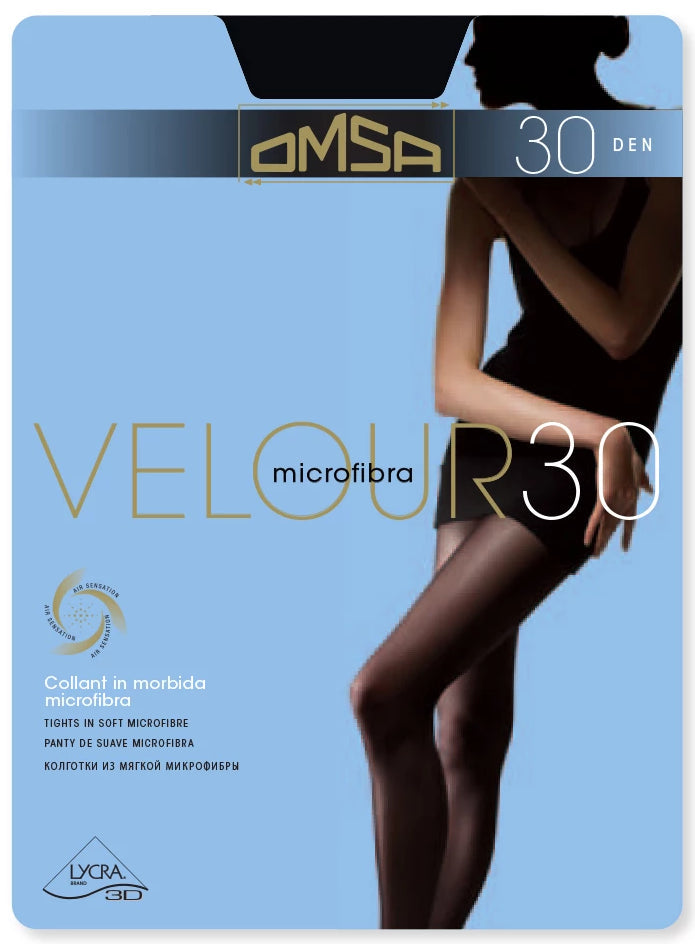 Omsa Velour 30 Tights - semi-opaque soft matte tights in black, brown and grey