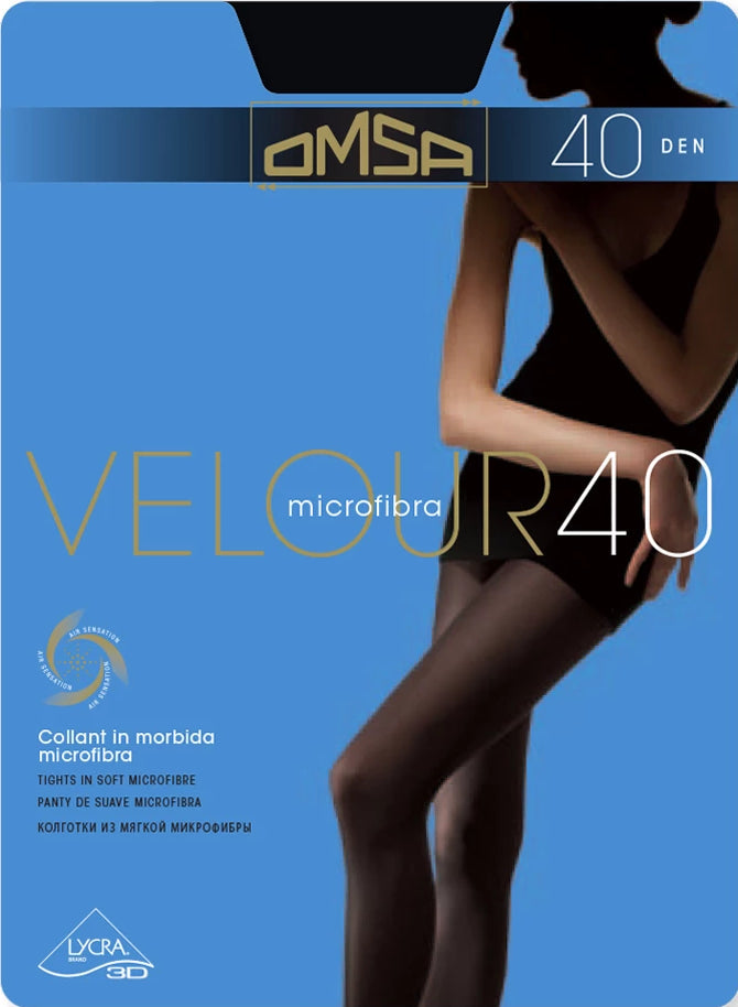 Omsa Velour 40 Tights - soft matte opaque tights in black, grey, navy, brown, purple and grey