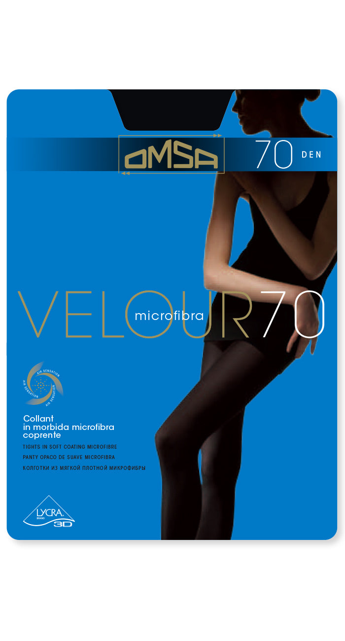 Omsa Velour 70 Collant - Ultra opaque matte tights in soft microfibre, available in black, brown and grey